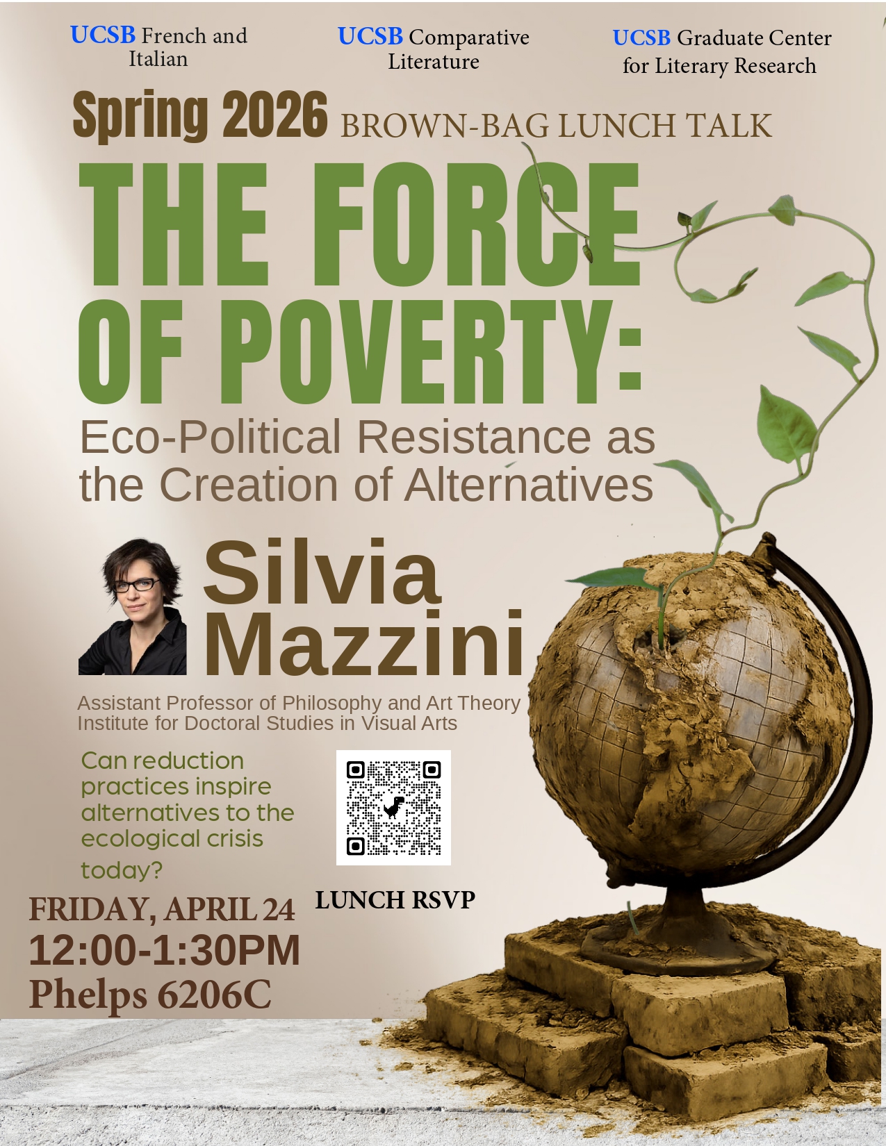 poster showing roots and brown globe with title of talk